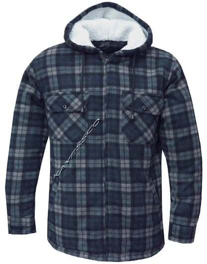 Hooded Fleece Padded Lumberjack Shirt Jacket Fur Lined Sherpa Winter Warm M-5XL