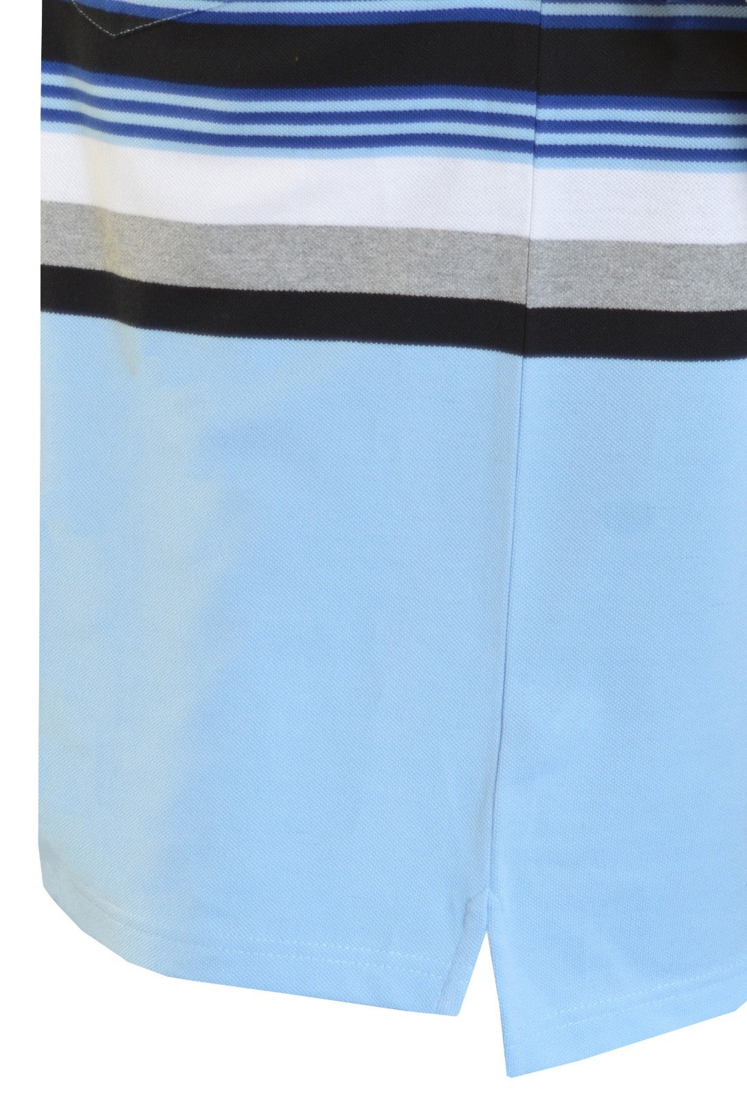 Striped Polo Shirt Short Sleeve Tipping Collar Casual Top  w/ Pocket by Beebizco
