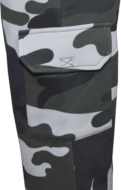 Mens Elasticated Cargo Combat Joggers Camouflage Bottoms with Zip Pockets M-3XL 