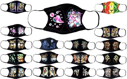 Adults Face Masks Cotton Glow in the Dark with Filter Pocket Reusable & Washable