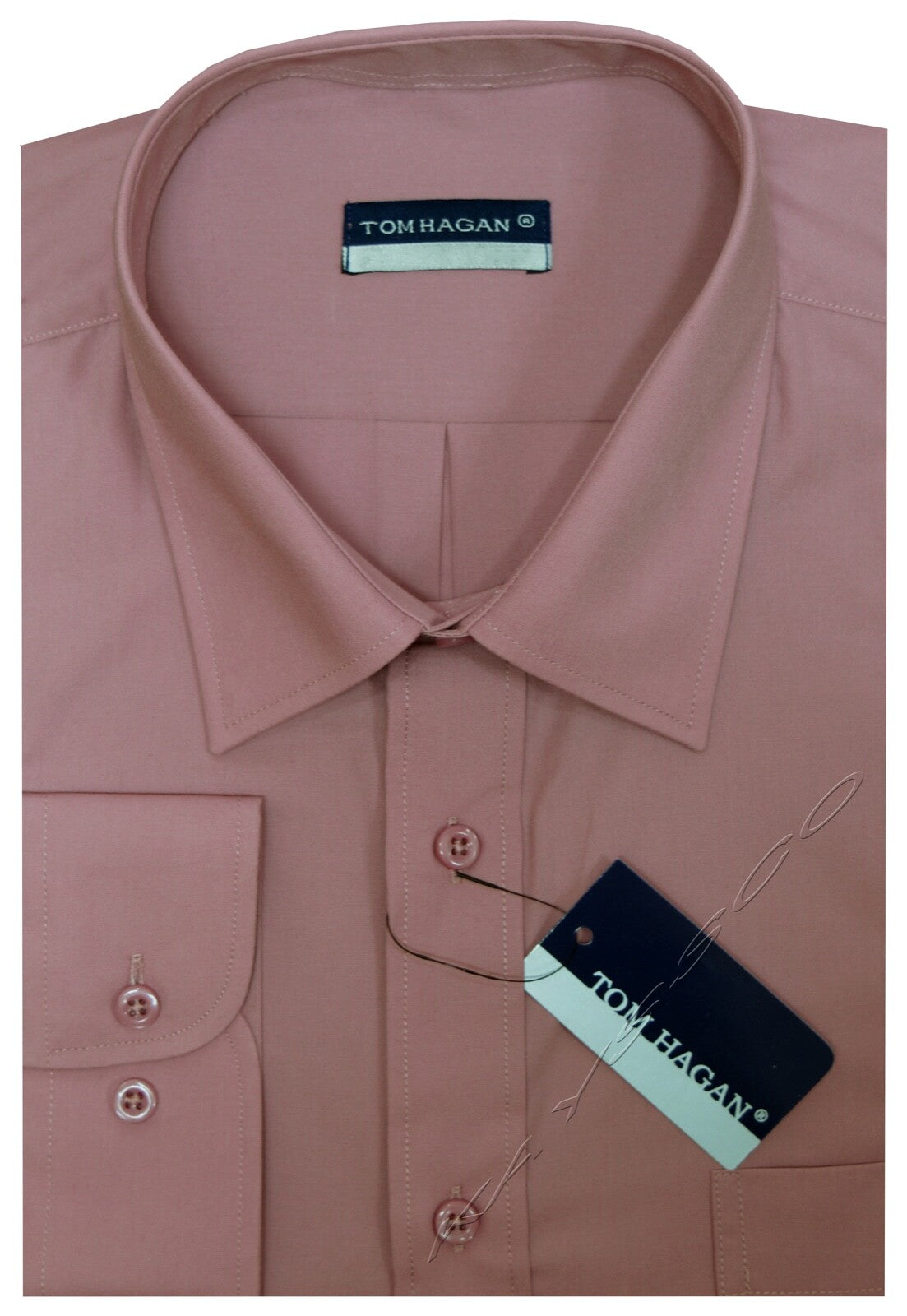 New Mens Long Sleeve Poly Cotton Plain Shirt 15" - 18" By Tom Hagan