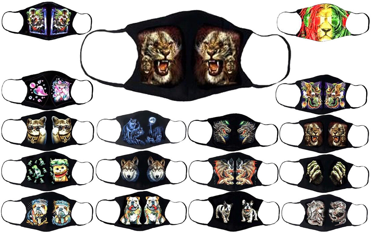 Adults Face Masks Cotton Glow in the Dark with Filter Pocket Reusable & Washable