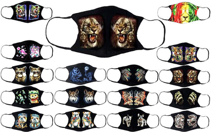 Adults Face Masks Cotton Glow in the Dark with Filter Pocket Reusable & Washable