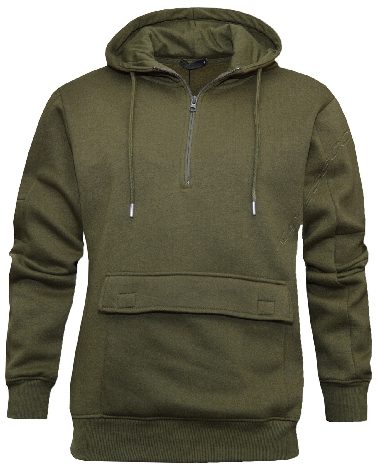 Mens 1/4 Zip Hoodie Fleece Pullover Jumper Top with Pouch Pocket By Beebizco