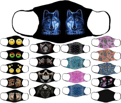 Adults Face Masks Cotton Glow in the Dark with Filter Pocket Reusable & Washable
