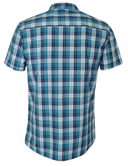 Mens Short Sleeve Slim Fit 100%Cotton Check Shirt Casual Summer Ex Store M - 3XL