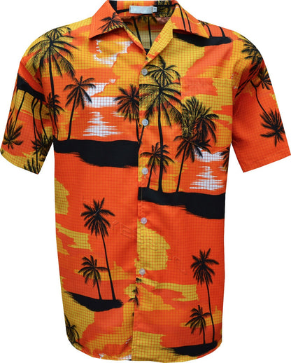 Mens Hawaiian Shirt Stag do Fancy Dress Beech Floral Holiday Short Sleeve Casual