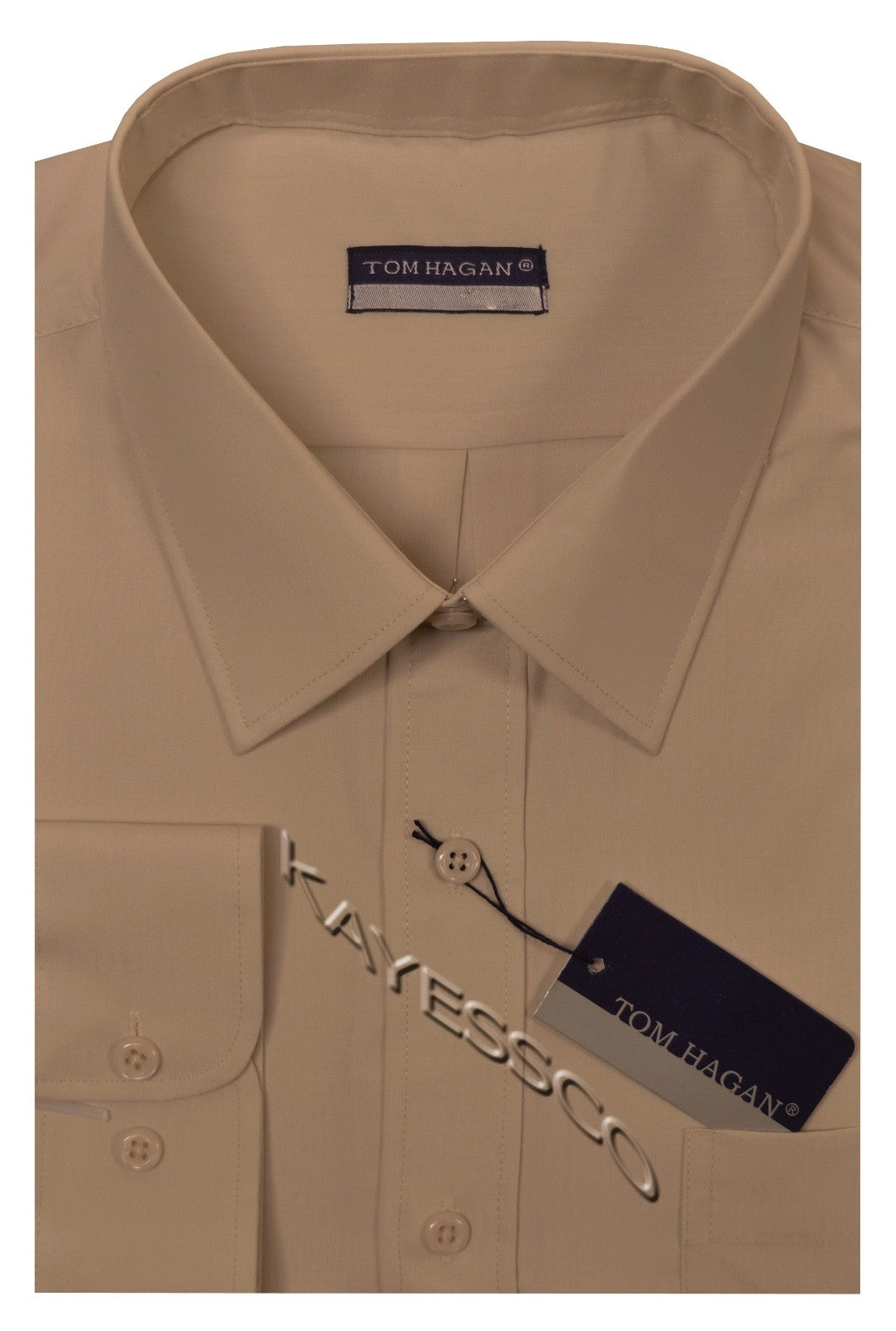 Plain King Size Long Sleeve Shirt Formal Casual Button Up w/ Pocket by Tom Hagan