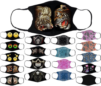 Adults Face Masks Cotton Glow in the Dark with Filter Pocket Reusable & Washable