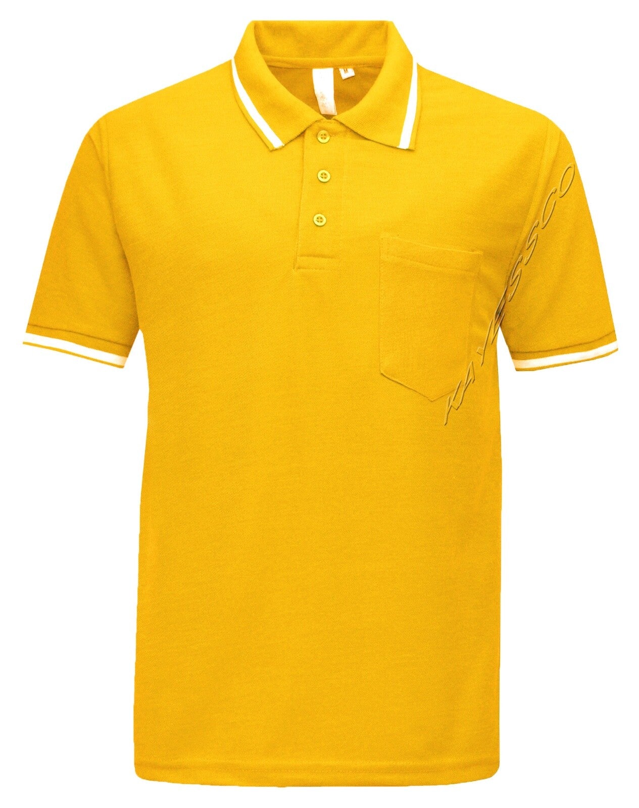 Mens Short Sleeve Polo Shirt Plain Single Tipping Collar with Pocket M - XXL