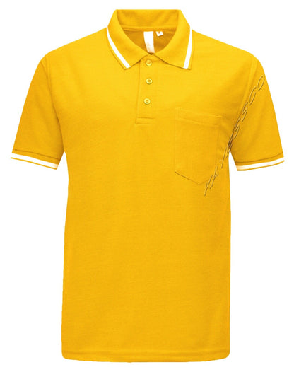 Mens Short Sleeve Polo Shirt Plain Single Tipping Collar with Pocket M - XXL