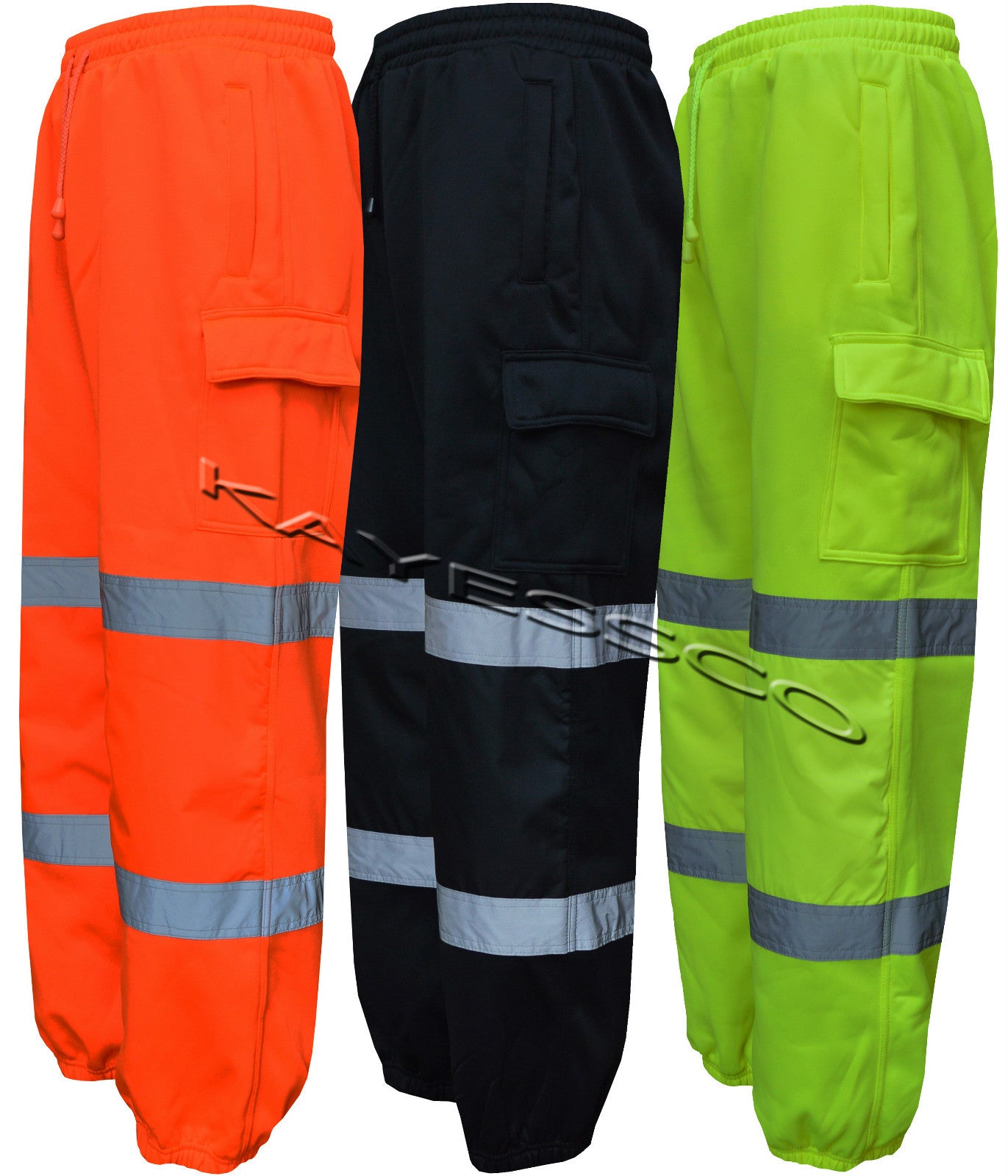 Hi Viz Combat Work Wear Jogging Bottoms Thick Brush Fleece Trouser Joggers 