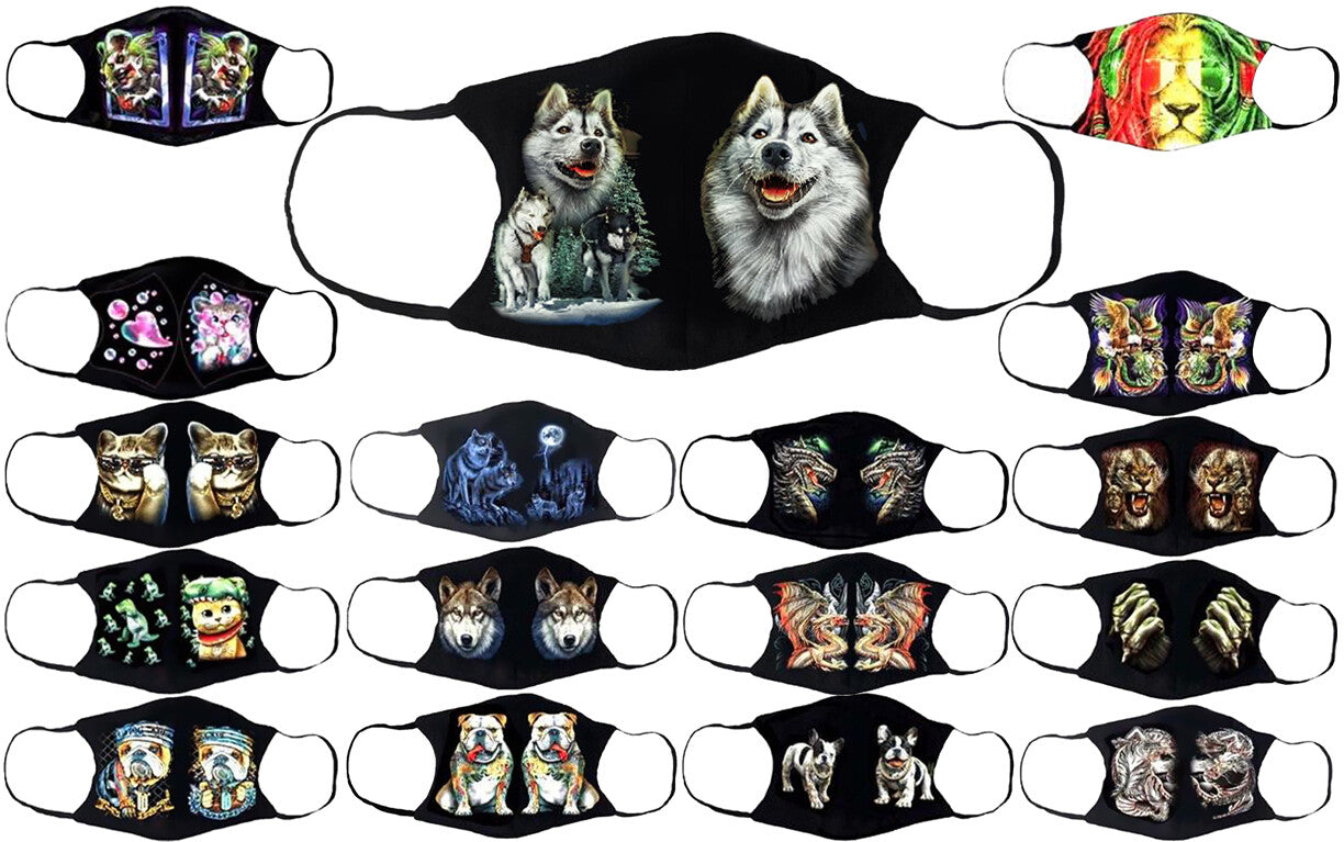 Adults Face Masks Cotton Glow in the Dark with Filter Pocket Reusable & Washable