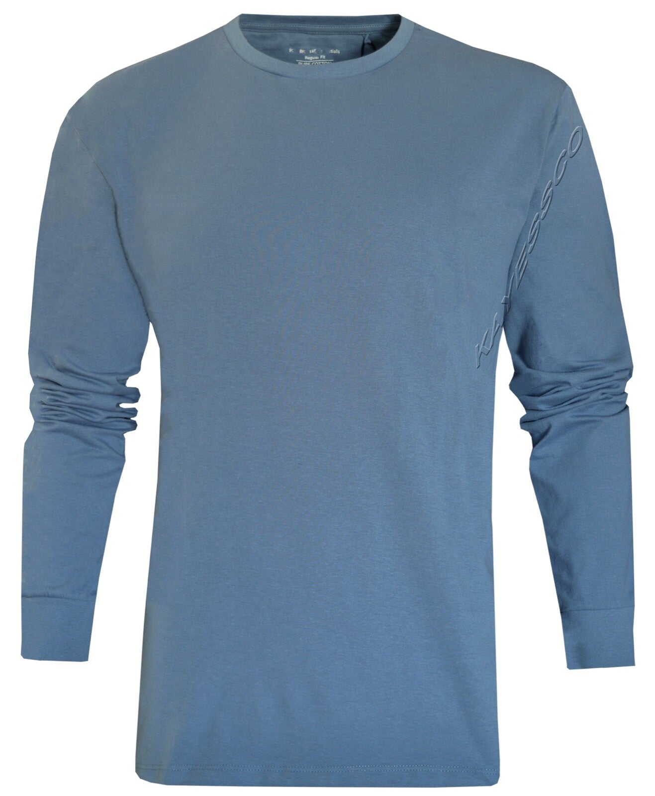 Long Sleeve T-shirt Plain Ribbed Cuffs Classic Crew Neck Casual Tee Tops M- 3XL