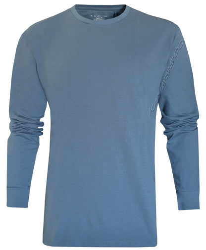 Long Sleeve T-shirt Plain Ribbed Cuffs Classic Crew Neck Casual Tee Tops M- 3XL