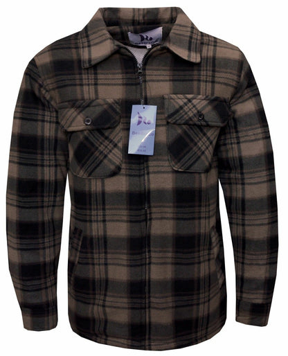 Mens Fleece Padded Lumberjack Shirt Jacket Fur Lined Sherpa Winter Warmer M-5XL