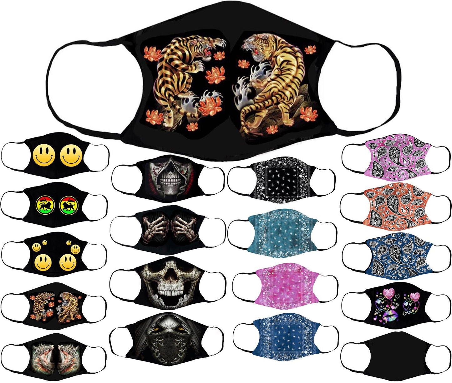 Adults Face Masks Cotton Glow in the Dark with Filter Pocket Reusable & Washable
