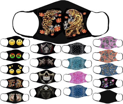 Adults Face Masks Cotton Glow in the Dark with Filter Pocket Reusable & Washable