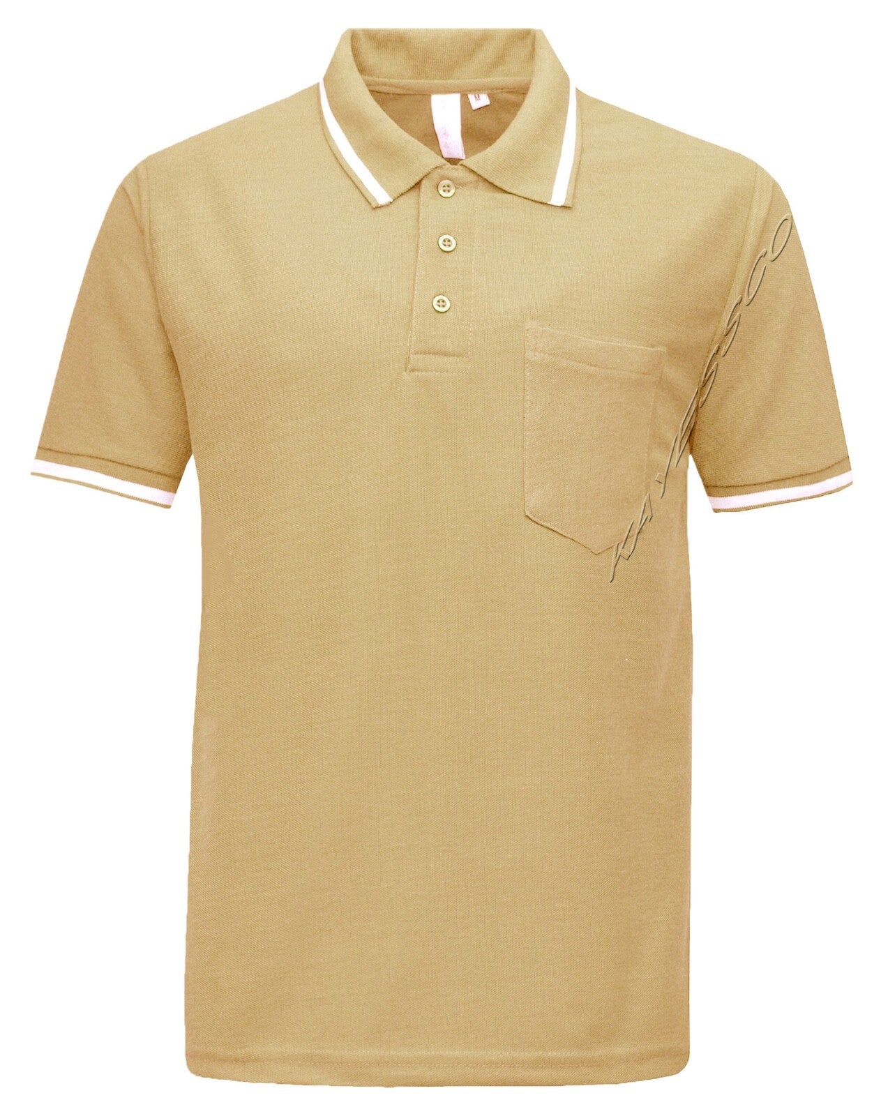 Mens Short Sleeve Polo Shirt Plain Single Tipping Collar with Pocket M - XXL