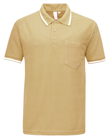 Mens Short Sleeve Polo Shirt Plain Single Tipping Collar with Pocket M - XXL