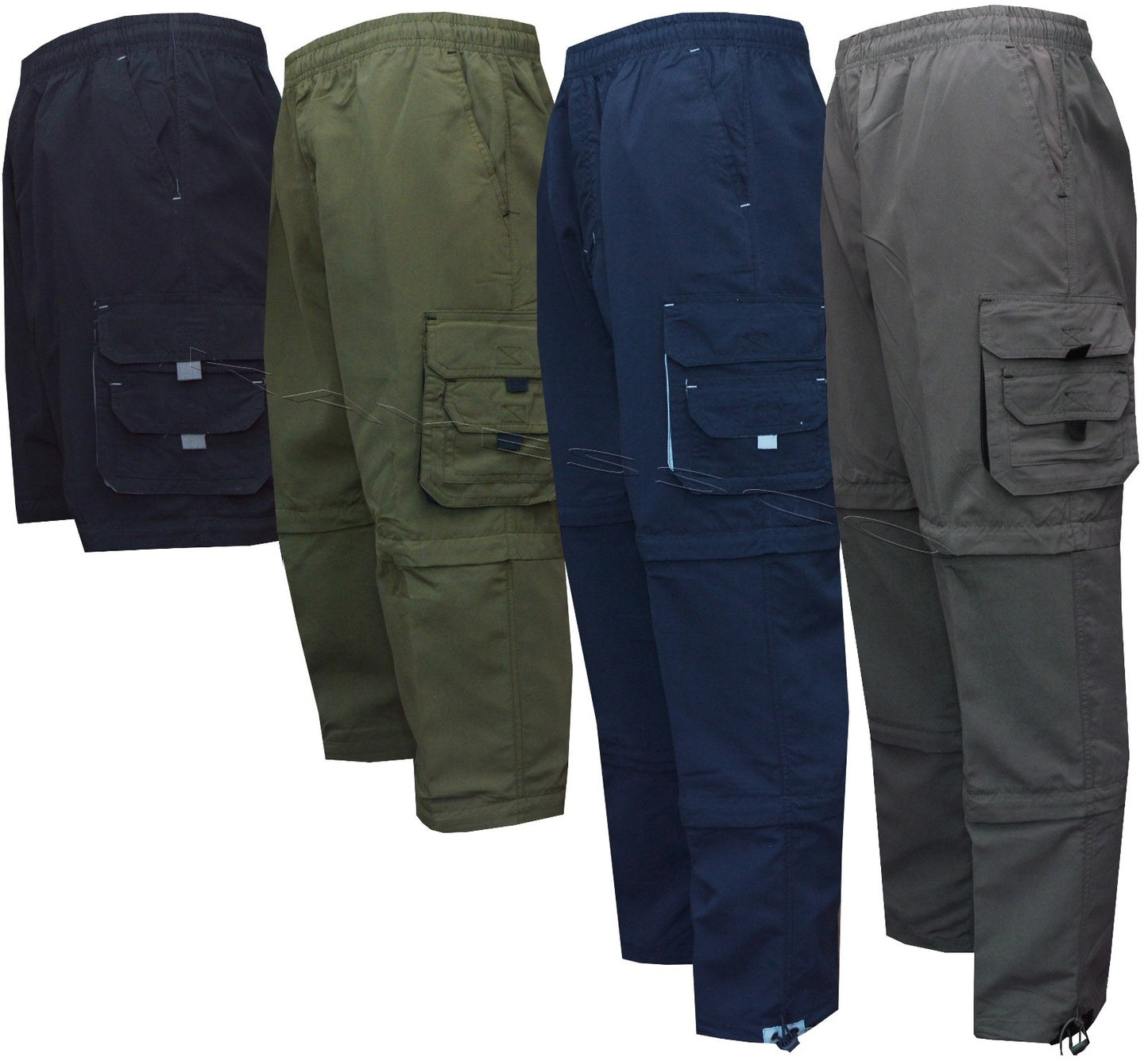 Mens Zip Off Cargo 3 in1 Trousers Tracksuit Sport Casual Bottoms Shorts 3/4