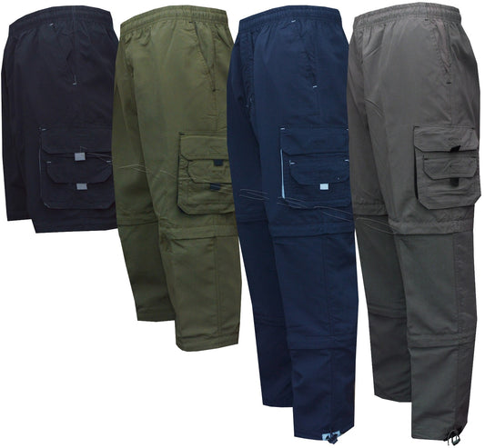  Mens Zip Off Cargo 3 in1 Trousers Tracksuit Sport Casual Bottoms Shorts 3/4