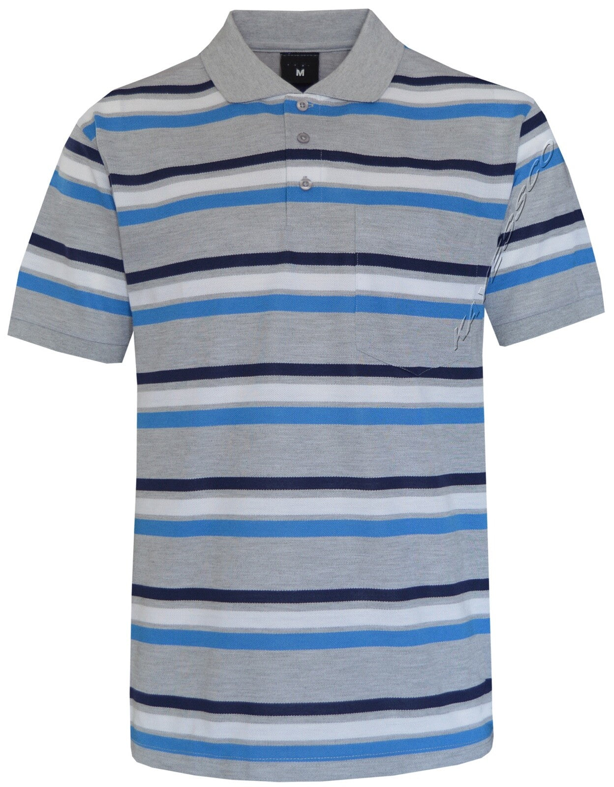 Striped Short Sleeve Yarn Dye Pique Polo Shirt Top Summer Casual with Pocket
