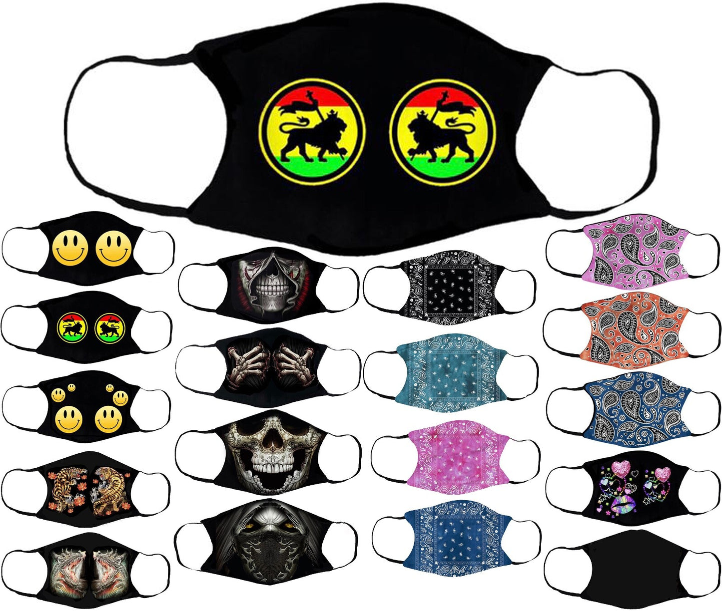 Adults Face Masks Cotton Glow in the Dark with Filter Pocket Reusable & Washable