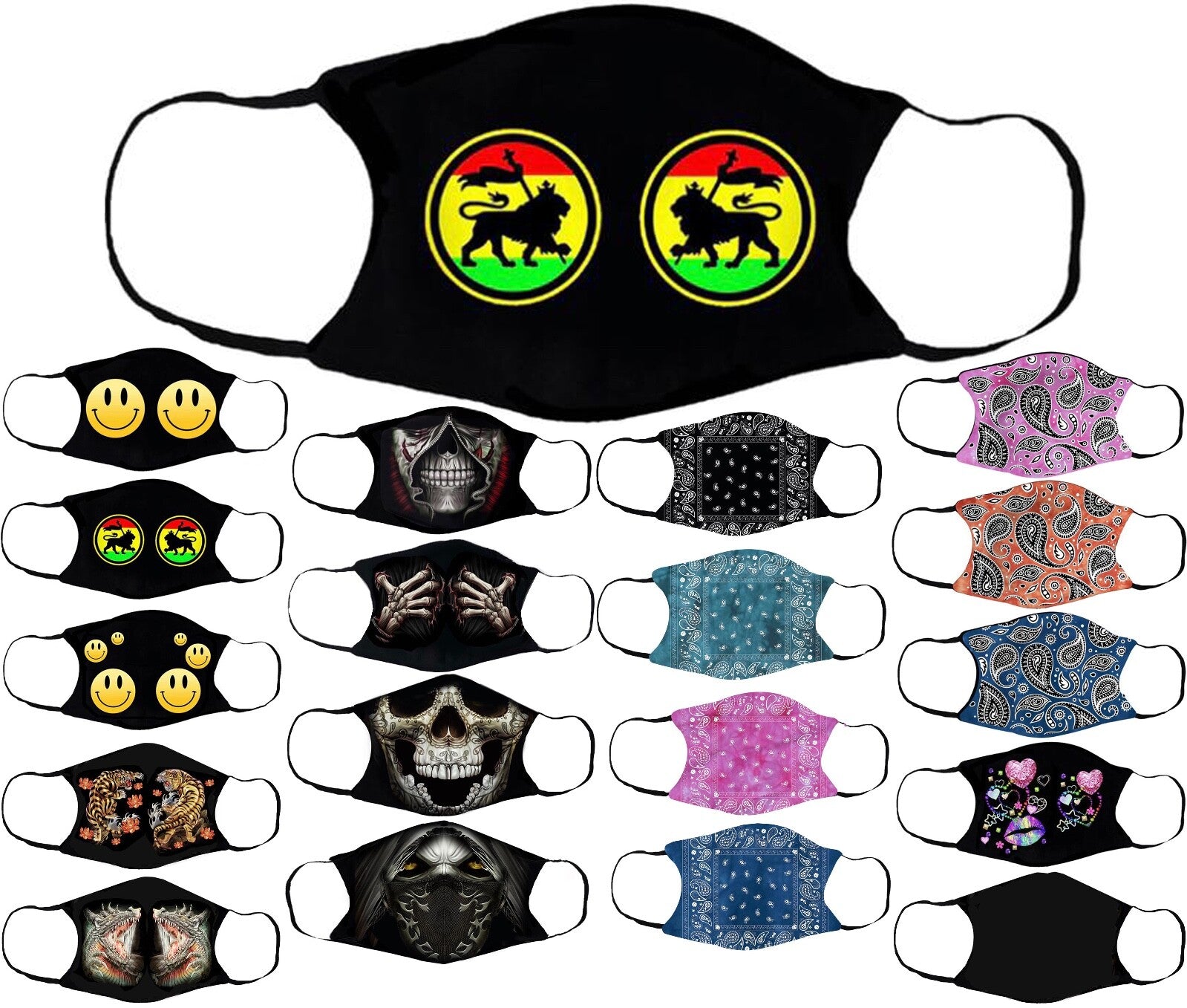 Adults Face Masks Cotton Glow in the Dark with Filter Pocket Reusable & Washable