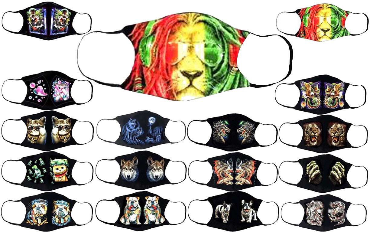 Adults Face Masks Cotton Glow in the Dark with Filter Pocket Reusable & Washable
