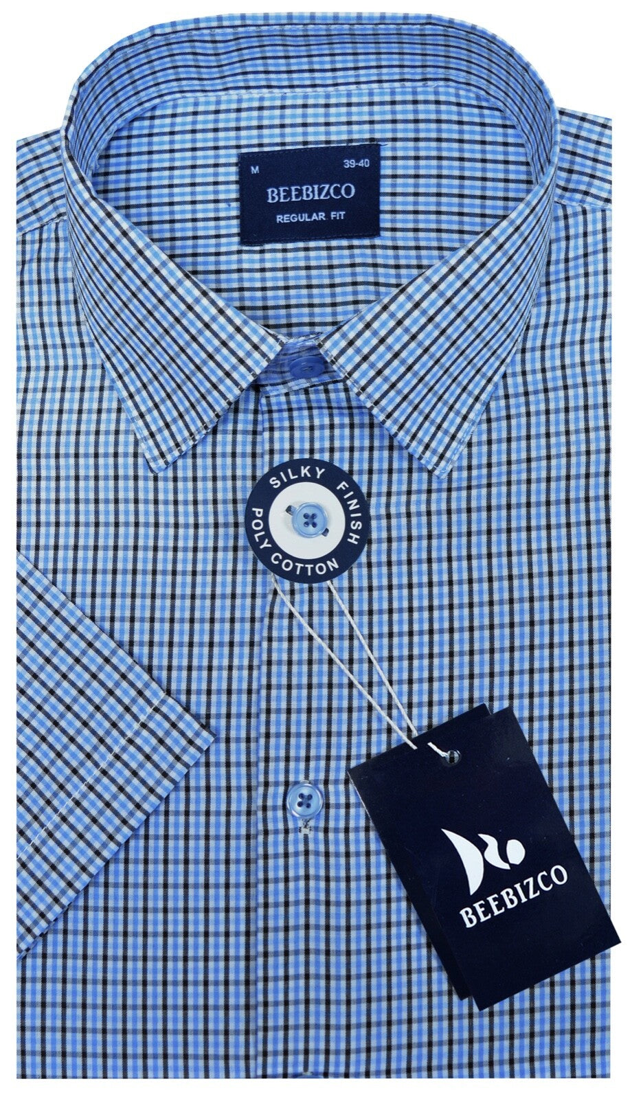 Checked Shirt King Size Short Sleeve Yarn Dyed w/Pocket 3XL-6XL by Beebizco