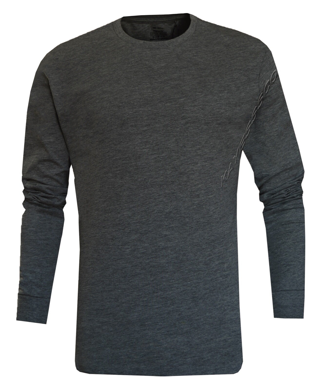 Long Sleeve T-shirt Plain Ribbed Cuffs Classic Crew Neck Casual Tee Tops M- 3XL