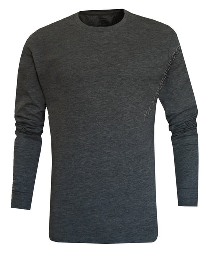 Long Sleeve T-shirt Plain Ribbed Cuffs Classic Crew Neck Casual Tee Tops M- 3XL