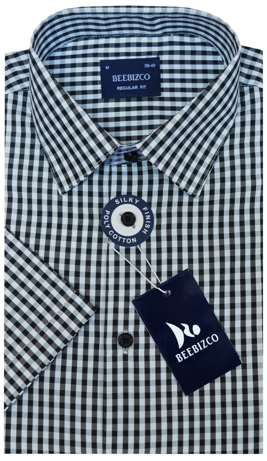 Checked Shirt King Size Short Sleeve Yarn Dyed w/Pocket 3XL-6XL by Beebizco