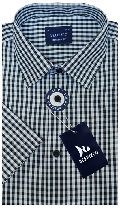 Checked Shirt King Size Short Sleeve Yarn Dyed w/Pocket 3XL-6XL by Beebizco