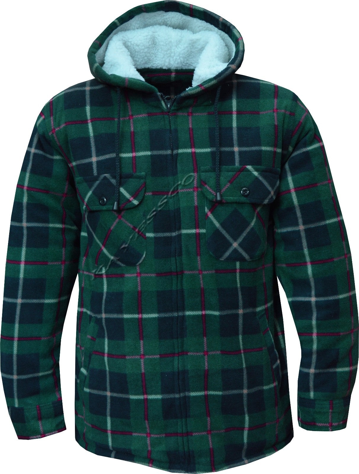 Hooded Fleece Padded Lumberjack Shirt Jacket Fur Lined Sherpa Winter Warm M-5XL