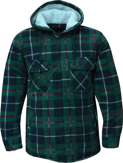 Hooded Fleece Padded Lumberjack Shirt Jacket Fur Lined Sherpa Winter Warm M-5XL