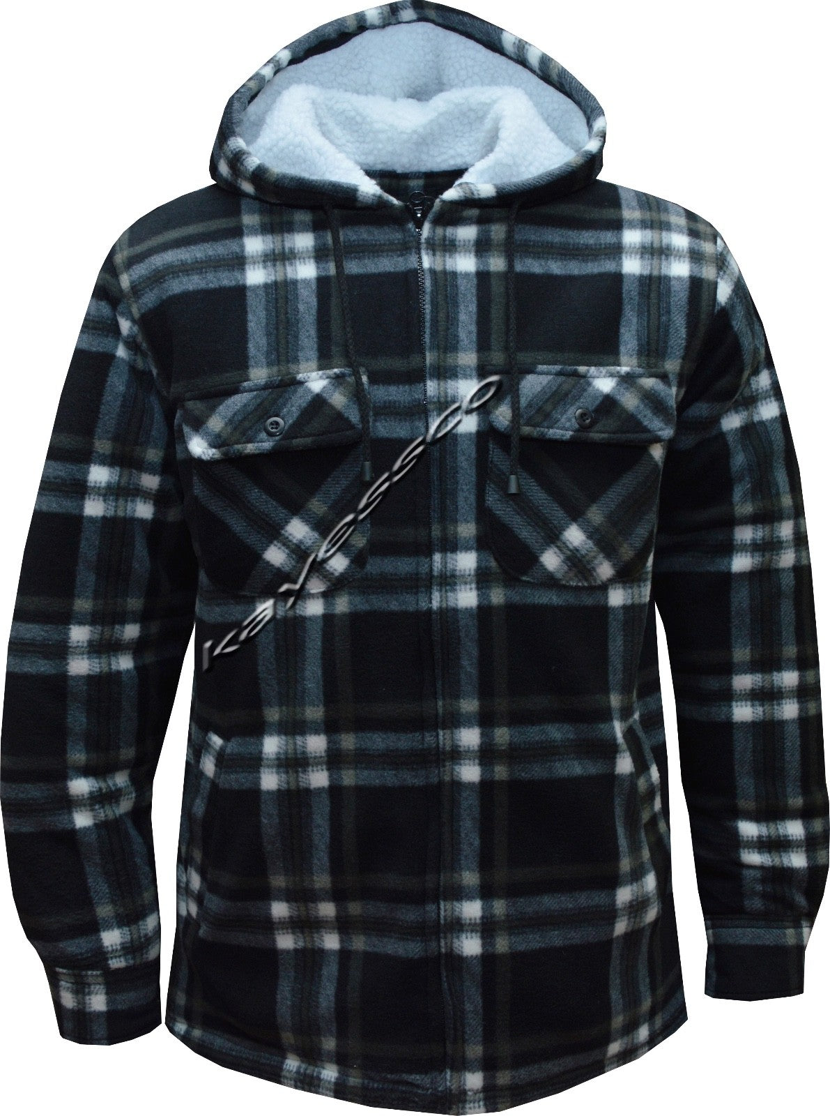 Hooded Fleece Padded Lumberjack Shirt Jacket Fur Lined Sherpa Winter Warm M-5XL