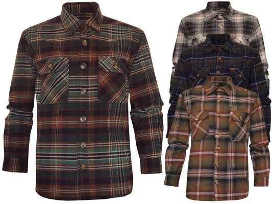 Flannel Shirt Lumberjack Yarn Dyed Check Brushed 100% Cotton w/ 4 Pockets S-XXL