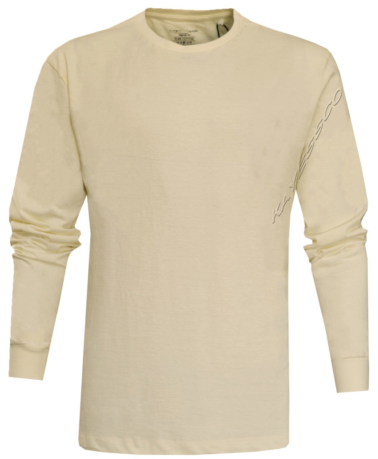 Long Sleeve T-shirt Plain Ribbed Cuffs Classic Crew Neck Casual Tee Tops M- 3XL