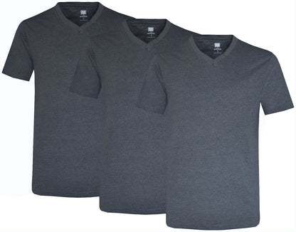 3 Pack V-Neck T-shirts Short Sleeve Plain Tops Classic Essential Tees Multipack