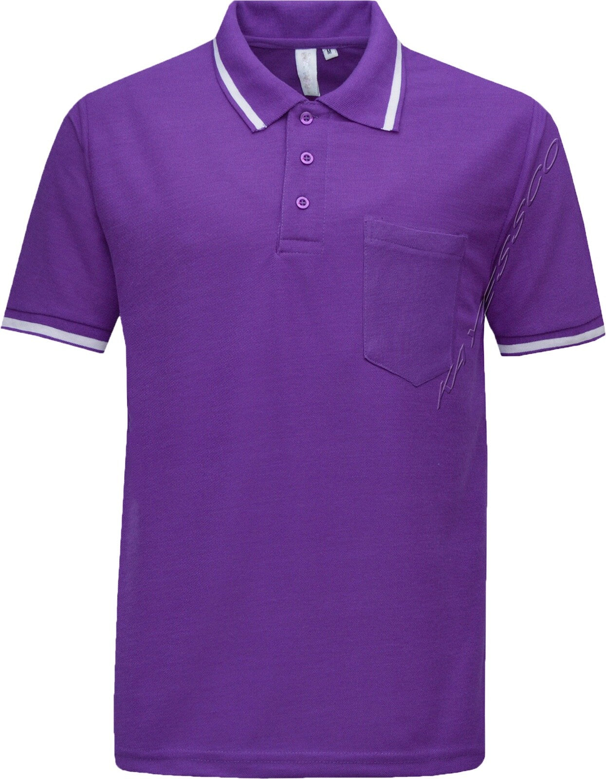 Mens Short Sleeve Polo Shirt Plain Single Tipping Collar with Pocket M - XXL