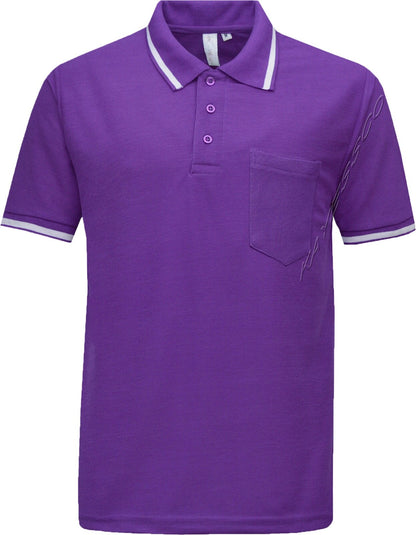 Mens Short Sleeve Polo Shirt Plain Single Tipping Collar with Pocket M - XXL