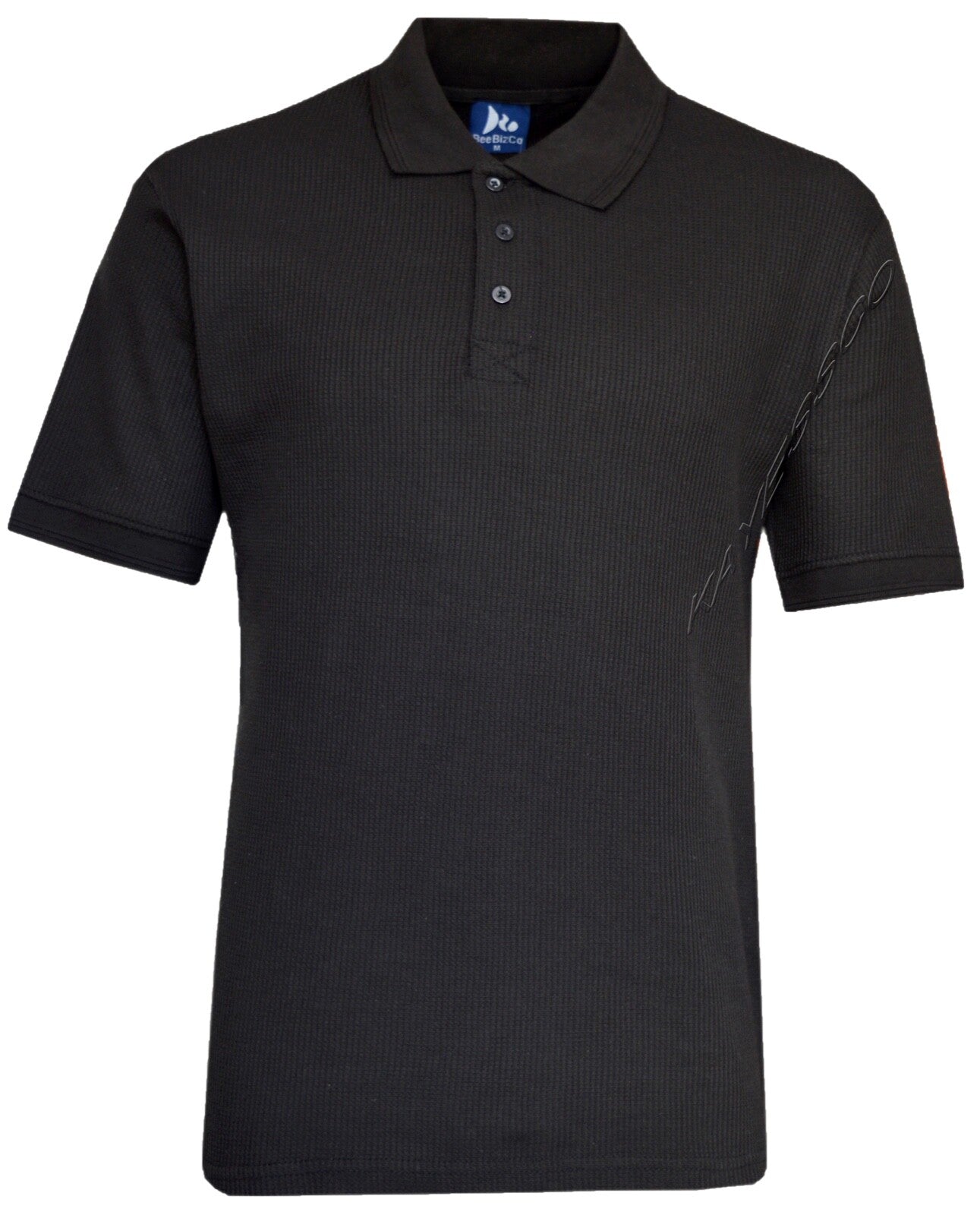 Mens Short Sleeve Polo Shirt Waffle Knit Casual Cotton Mix Thin Summer Top M-3XL