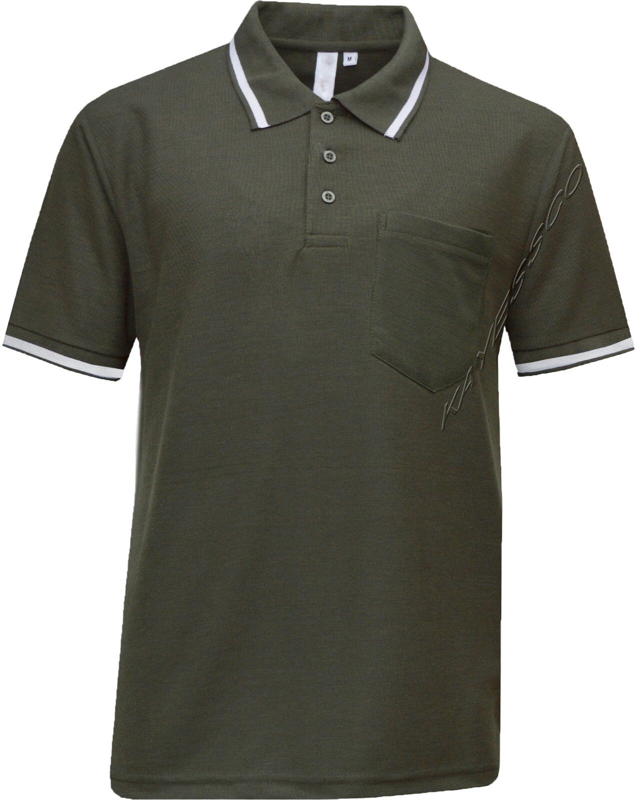 Mens Short Sleeve Polo Shirt Plain Single Tipping Collar with Pocket M - XXL