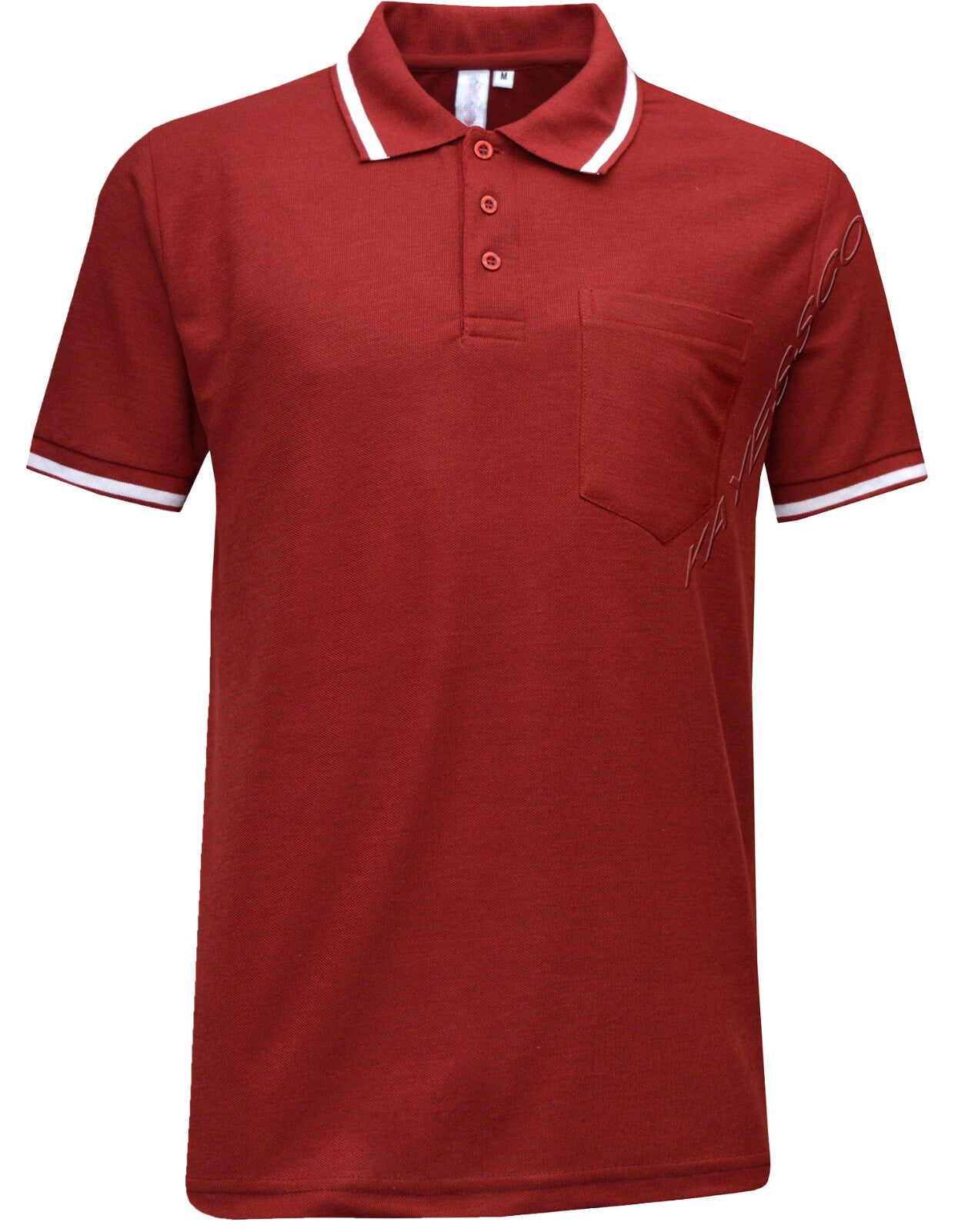 Mens Short Sleeve Polo Shirt Plain Single Tipping Collar with Pocket M - XXL