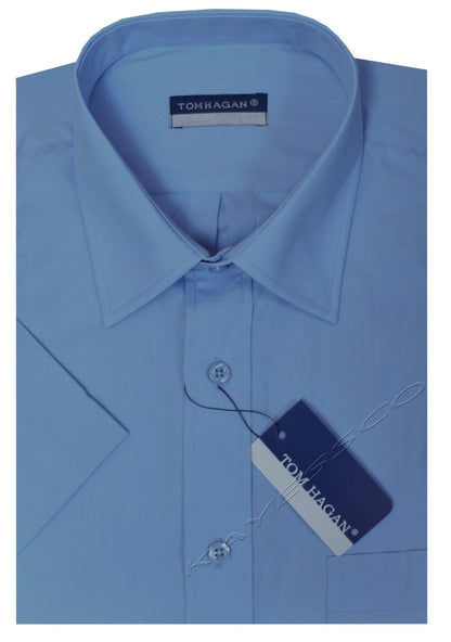 New Mens Short Sleeve Poly Cotton Plain Shirt M - XXL By Tom Hagan