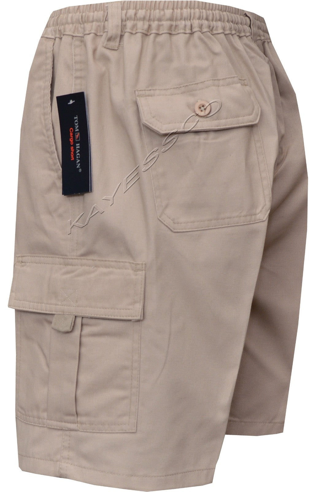 New Mens Elasticated Waist Cargo Combat Plain Shorts Zip Fly M-5XL By Tom Hagan