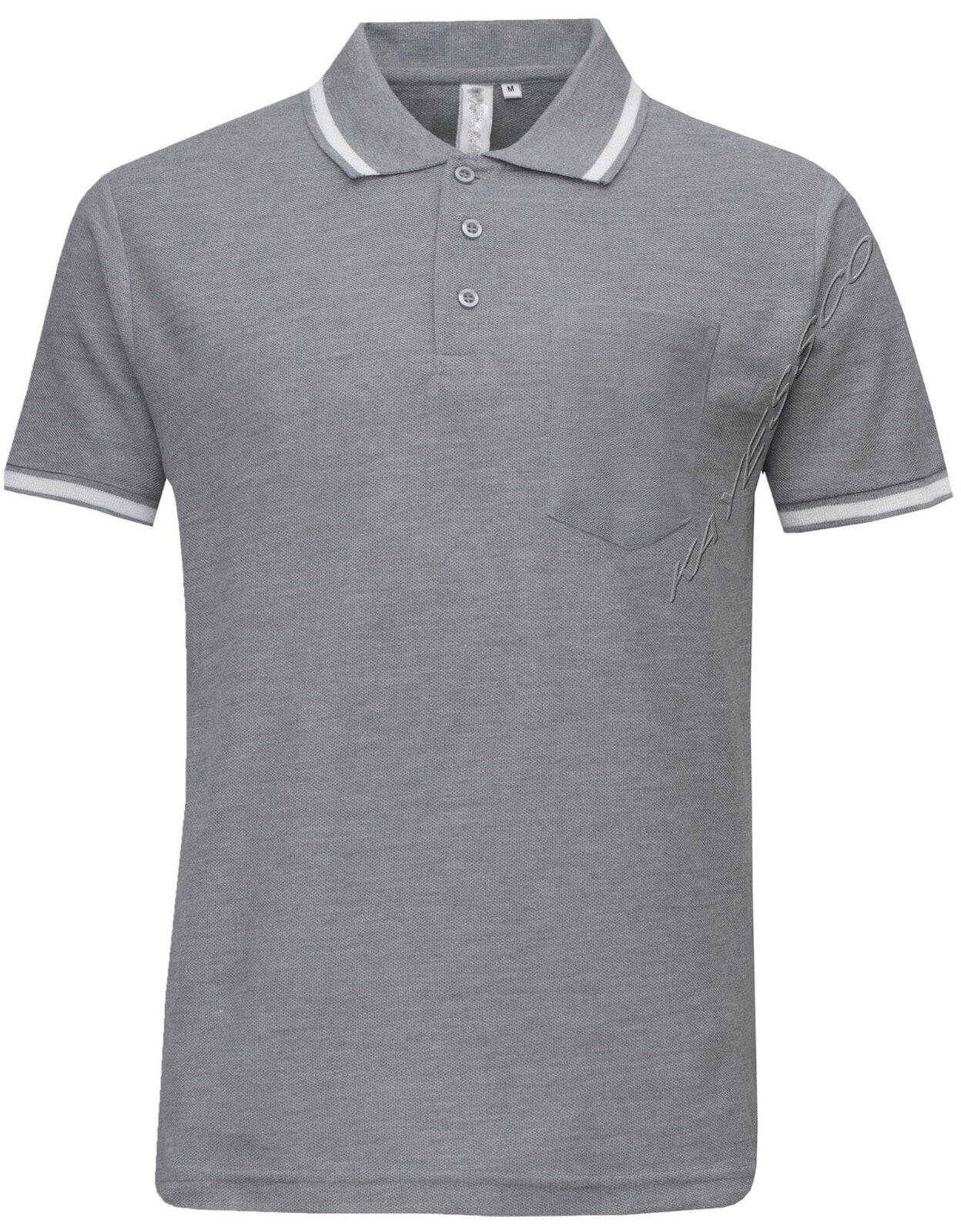 Mens Short Sleeve Polo Shirt Plain Single Tipping Collar with Pocket M - XXL