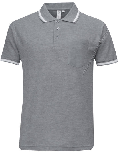 Mens Short Sleeve Polo Shirt Plain Single Tipping Collar with Pocket M - XXL